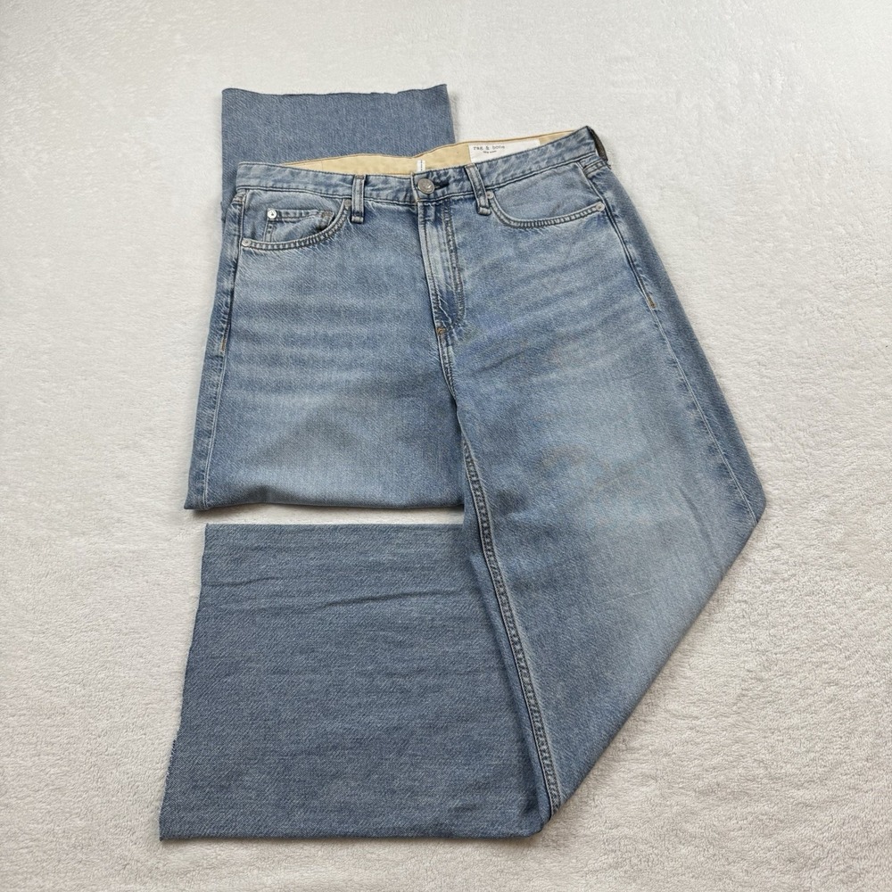 rag and bone The Logan Mid-Rise Wide Leg Jeans Women's 27 (fit 32X 28.5) Audrey